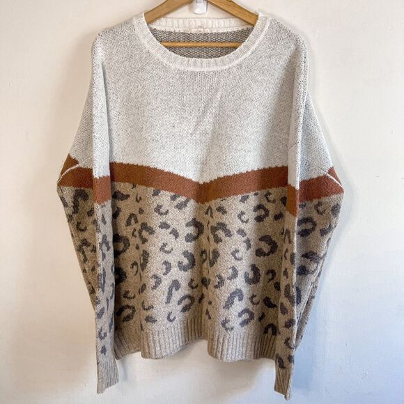 Easel Cheetah Crewneck Sweater Size 2X - Picture 1 of 7